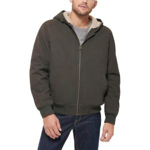 imageLevis Mens Workwear Cotton Canvas Hooded Bomber Jacket Regular ampamp Big ampamp Tall SizesOlive Welt Pockets Sherpa