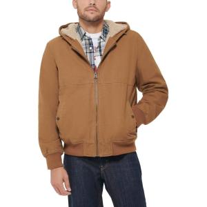 imageLevis Mens Workwear Cotton Canvas Hooded Bomber Jacket Regular ampamp Big ampamp Tall SizesWorker Brown Welt Pockets Sherpa
