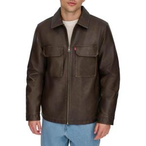imageLevis mens 2chest Pocket Workwear ShacketBrown Faux Leather Filled