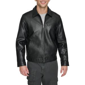 imageLevis mens Faux Leather Laydown Collar Racer JacketBlack Chest Zip