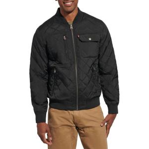 imageLevis mens Levis Mens Diamond Quilted Bomber JacketNew Black Dry Touch Nylon