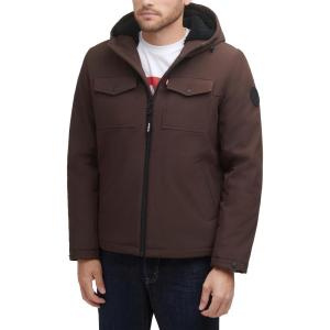 imageLevis mens Soft Shell Two Pocket Hooded Trucker JacketDark Brown Sherpa