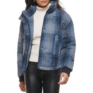 imageLevis womens Cinch Waist Puffer JacketBlue Ombre Wool Plaid