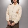imageLevis Womens Diamond Quilted Bomber Jacket With Front Pockets  Regular ampamp Plus SizesCream Ivory