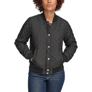 imageLevis Womens Diamond Quilted Bomber Jacket With Front Pockets  Regular ampamp Plus SizesBlack Sherpa Lined