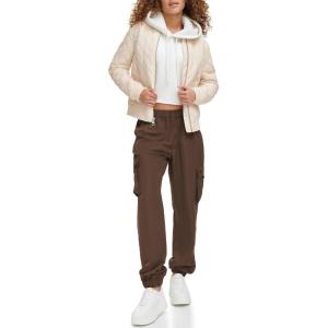 imageLevis Womens Diamond Quilted Bomber Jacket With Front Pockets  Regular ampamp Plus SizesNatural Beige