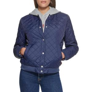 imageLevis Womens Diamond Quilted Bomber Jacket With Front Pockets  Regular ampamp Plus SizesNavy Sherpa Lined