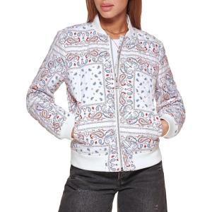 imageLevis Womens Diamond Quilted Bomber Jacket With Front Pockets  Regular ampamp Plus SizesWhite Navy Bandana