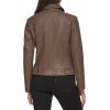 imageCole Haan Womens Diamond Quilted Sleeve Shirt Collar Leather CoatStone