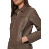 imageCole Haan Womens Diamond Quilted Sleeve Shirt Collar Leather CoatStone