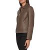 imageCole Haan Womens Diamond Quilted Sleeve Shirt Collar Leather CoatStone