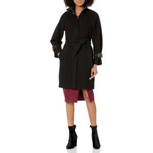 imageCole Haan Womens Belted Raglan Melton Wool CoatBlack