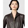 imageCole Haan Womens Fully Lined Wing Collar Leather CoatDeep Espresso