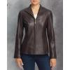 imageCole Haan Womens Fully Lined Wing Collar Leather CoatDeep Espresso