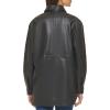 imageCole Haan Womens Shirt Collar Button Up Leather CoatBlack
