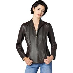 imageCole Haan Womens Fully Lined Wing Collar Leather CoatDeep Espresso