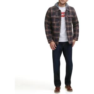 imageLevis Mens Plaid Sherpa Lined Hooded Shirt Jacket Regular ampamp Big ampamp Tall SizesBrown Glen Plaid