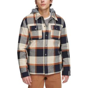 imageLevis Mens Plaid Sherpa Lined Hooded Shirt Jacket Regular ampamp Big ampamp Tall SizesHooded Skater Plaid