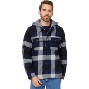 imageLevis Mens Plaid Sherpa Lined Hooded Shirt Jacket Regular ampamp Big ampamp Tall SizesNavy Buffalo Check