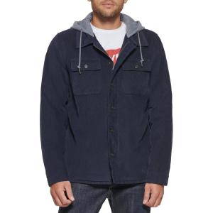 imageLevis Mens Plaid Sherpa Lined Hooded Shirt Jacket Regular ampamp Big ampamp Tall SizesNavy Corduroy