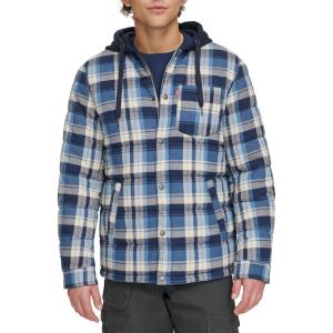 imageLevis Mens Plaid Sherpa Lined Hooded Shirt Jacket Regular ampamp Big ampamp Tall SizesNavyBlue Plaid