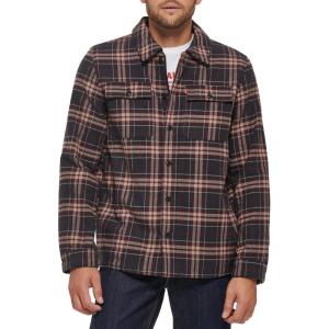 imageLevis Mens Plaid Sherpa Lined Hooded Shirt Jacket Regular ampamp Big ampamp Tall SizesNew BrownTan Plaid