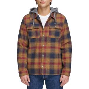 imageLevis Mens Plaid Sherpa Lined Hooded Shirt Jacket Regular ampamp Big ampamp Tall SizesRed Gold Ombre Plaid