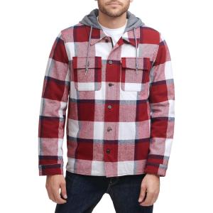 imageLevis Mens Plaid Sherpa Lined Hooded Shirt Jacket Regular ampamp Big ampamp Tall SizesRed Navy Skater Plaid