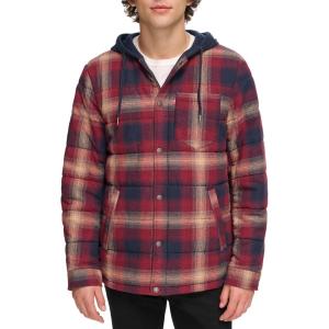 imageLevis Mens Plaid Sherpa Lined Hooded Shirt Jacket Regular ampamp Big ampamp Tall SizesRed Ombre