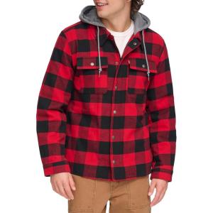 imageLevis Mens Plaid Sherpa Lined Hooded Shirt Jacket Regular ampamp Big ampamp Tall SizesRedBlack Plaid
