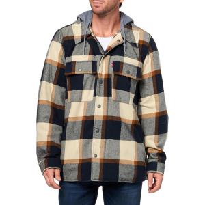 imageLevis Mens Plaid Sherpa Lined Hooded Shirt Jacket Regular ampamp Big ampamp Tall SizesSkater Plaid  Skater