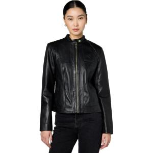 imageCole Haan womens Zip Front Fully Lined Leather CoatLegacy Black