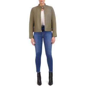 imageCole Haan womens Zip Front Fully Lined Leather CoatSage