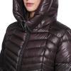 imageKenneth Cole womens Mid Length Mixed Quilted Puffer With Faux Fur Trimmed HoodChocolate