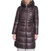 imageKenneth Cole womens Mid Length Mixed Quilted Puffer With Faux Fur Trimmed HoodChocolate