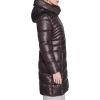 imageKenneth Cole womens Mid Length Mixed Quilted Puffer With Faux Fur Trimmed HoodChocolate