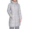 imageKenneth Cole womens Mid Length Mixed Quilted Puffer With Faux Fur Trimmed HoodSilver