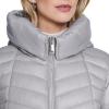 imageKenneth Cole womens Mid Length Mixed Quilted Puffer With Faux Fur Trimmed HoodSilver