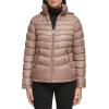 imageKenneth Cole womens Solid Hooded Puffer JacketHooded Packable Tan