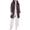 imageKenneth Cole womens Mid Length Mixed Quilted Puffer With Faux Fur Trimmed HoodChocolate
