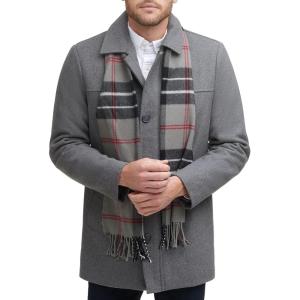 imageDockers mens Weston Wool Blend Coat With Scarf Regular and Big ampamp TallLight Grey