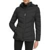 imageCalvin Klein Womens Classic Hooded Zip Front Puffer CoatLightweight Hooded Ebony