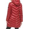 imageCalvin Klein Womens Long Chevron Puffer JacketQuilted Pearlized Crimson
