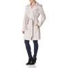 imageCalvin Klein womens Double Breasted Belted Rain Jacket With Removable HoodDouble Breasted Oyster