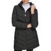 imageCalvin Klein Womens Classic Hooded Zip Front Puffer CoatLegacy Lightweight Chevron Ebony