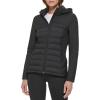 imageCalvin Klein Womens Lightweight Scuba Side Panels Adjustable Hood Zip Pockets PufferClassic Scuba Black