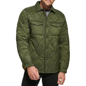 imageCalvin Klein Mens Diamond Quilted Shirt JacketShacket Olive