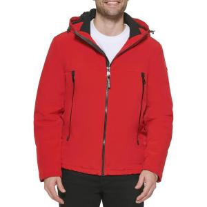 imageCalvin Klein Mens Winter Coats  Sherpalined Hooded Soft Shell JacketSherpa Lined True Red