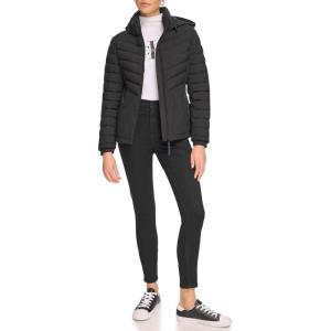 imageCalvin Klein Womens Classic Hooded Zip Front Puffer CoatLightweight Classic Black