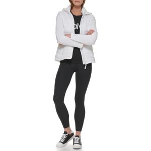imageCalvin Klein Womens Lightweight Scuba Side Panels Adjustable Hood Zip Pockets PufferClassic Scuba White